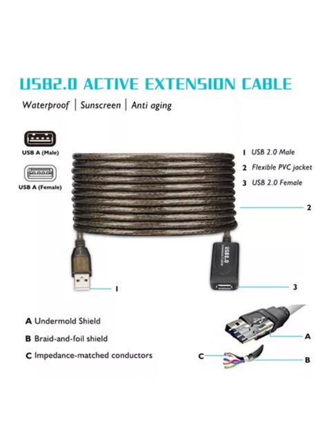 Cable Usb 5 Metros Extension Activo Macho A Usb Hembra-3