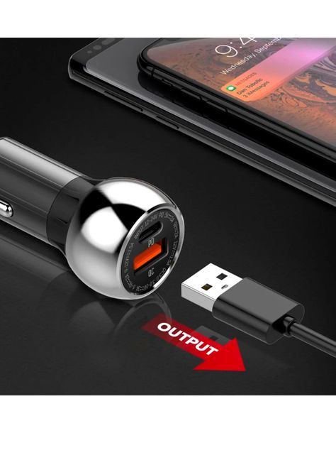 Cargador De Auto USB C De 52.5W Protección Carga Rapida Gris-2