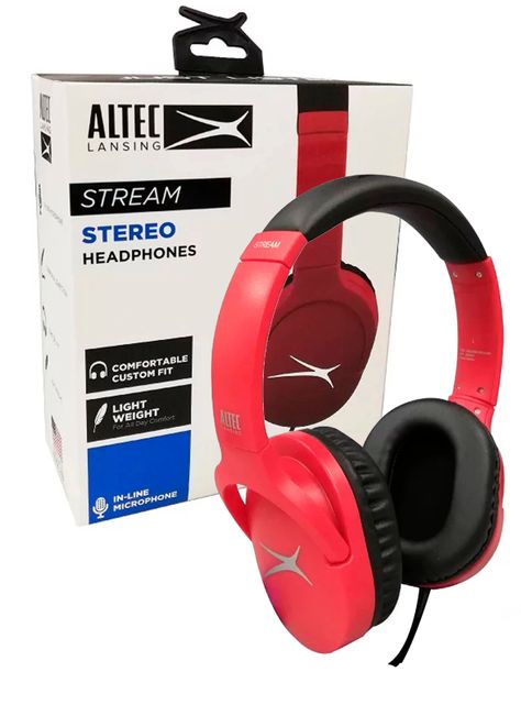 Audifonos Alambrico Con Microfono Altec Rojo-2