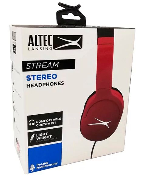 Audifonos Alambrico Con Microfono Altec Rojo-3