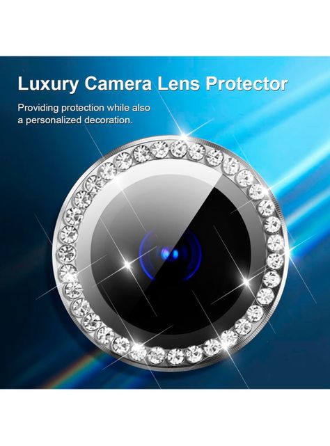 Protector Lente Camara Para iPhone 15 Pro Max Diamante Plata-1