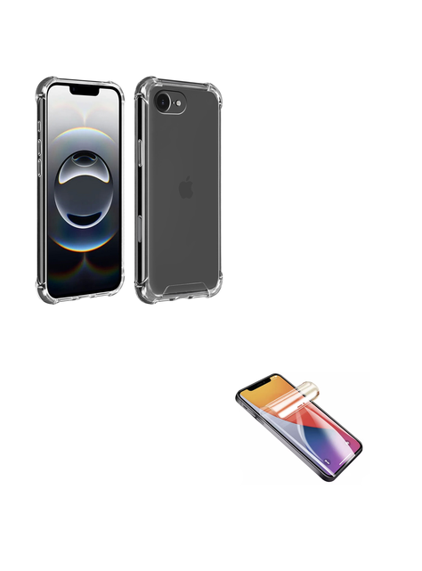 Carcasa Transparente + Lamina Hodrogel Clear Para iPhone 16E-0
