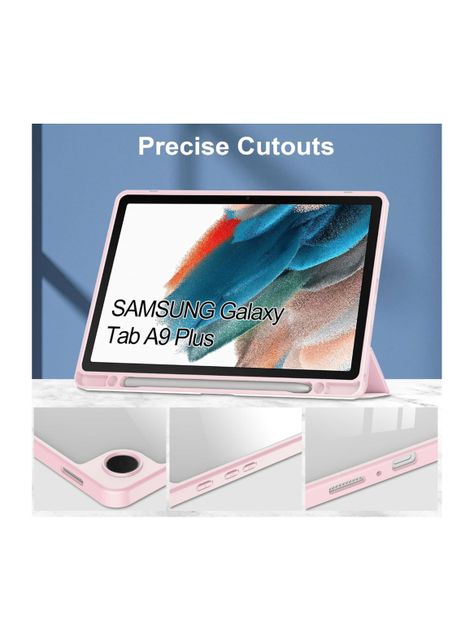 Funda Para Samsung Tab A9+ Plus 11pul Clear Rosado-2
