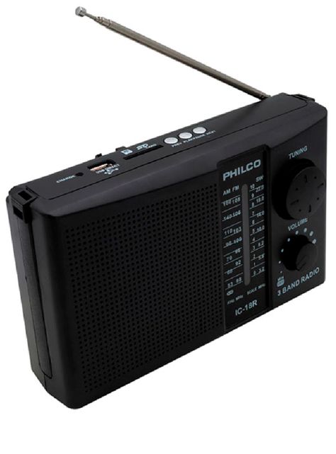 Radio Portatil Recargable AM/FM Philco IC-18R USB/SD Negro-1