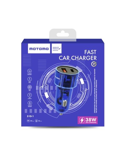 Cargador De Auto Doble USB Y Typo C Carga Rapida 38W-0