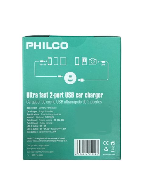 Cargador De Auto Doble USB Y Typo C Carga Rapida 20W-1