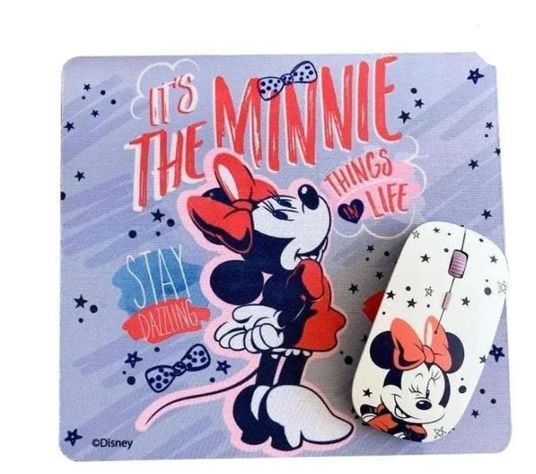 Kit Mouse Óptico Inalámbrico + Mousepad Minnie Stay-1