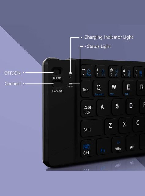 Teclado Bluetooth Recargable Portatil Delgado Plegable Negro-3