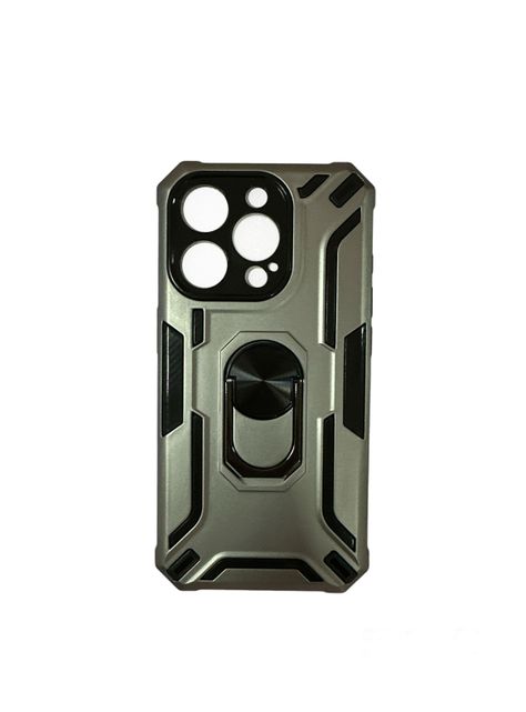 Carcasa Para iPhone 15 Pro Con Anillo Soporte Gris-0