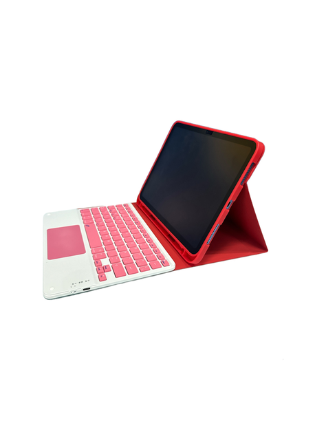 Funda con Teclado Español Touchpad  Para iPad A16 11th G Rojo-3