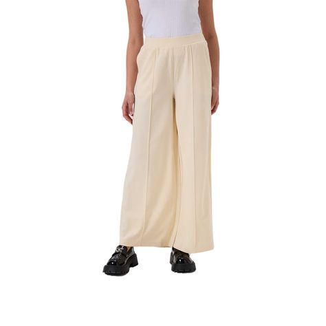 Pantalón Mujer Pallazzo Cortes Delanteros Arena Fsp-0
