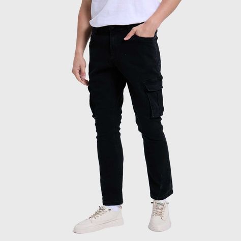 Jeans Hombre Cargo Liso Negro Fashion´s Park-1