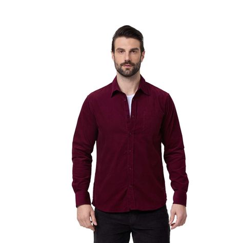 Camisa Hombre Cotelé Burdeo Oscuro-0