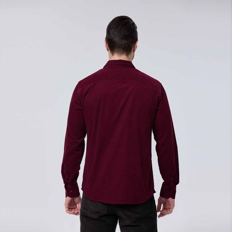 Camisa Hombre Cotelé Burdeo Oscuro-2
