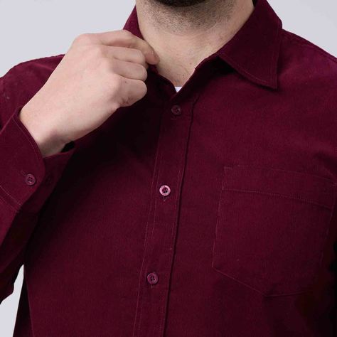 Camisa Hombre Cotelé Burdeo Oscuro-3
