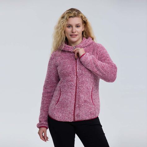 Polar Mujer Peludo Con Bolsillo Rosa Melange-0