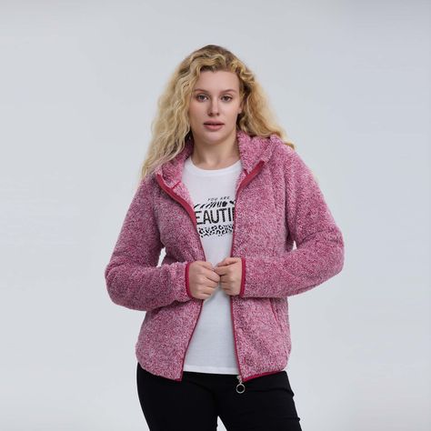 Polar Mujer Peludo Con Bolsillo Rosa Melange-1
