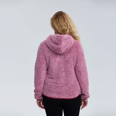 Polar Mujer Peludo Con Bolsillo Rosa Melange-2