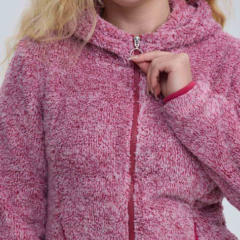 Polar Mujer Peludo Con Bolsillo Rosa Melange-3