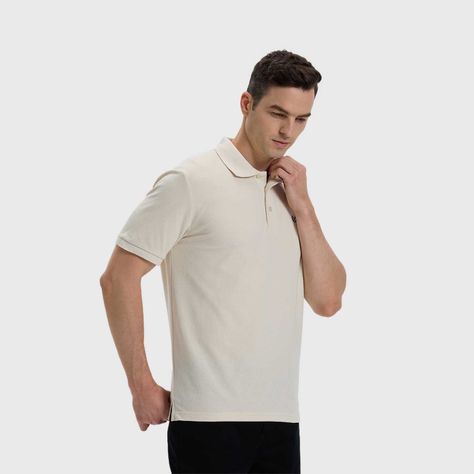 Polera Hombre Lisa Con Logo Beige-1