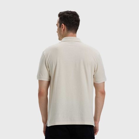 Polera Hombre Lisa Con Logo Beige-2