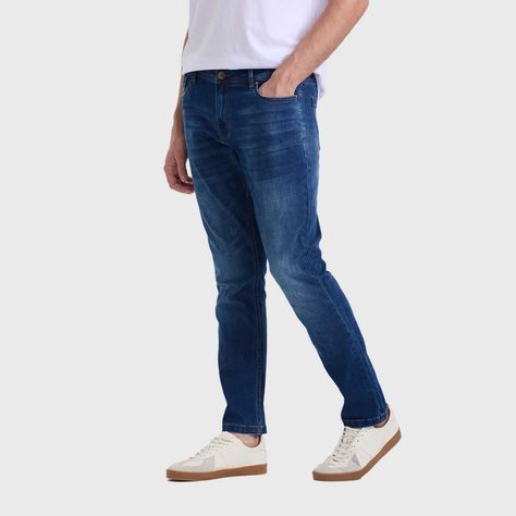 Jeans Hombre Slim Rotura Azul Fashion's Park-1
