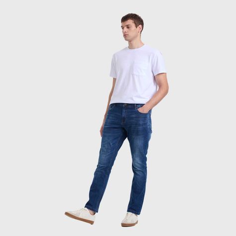 Jeans Hombre Slim Rotura Azul Fashion's Park-3
