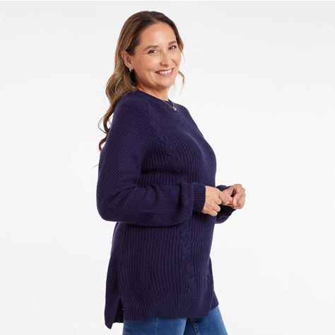 Sweater Mujer Calado Azul Oscuro-1