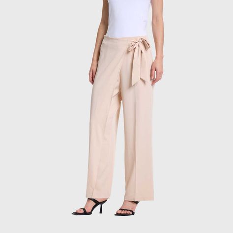 Pantalón Mujer Palazzo Aplicación Cruce Beige Fashions Park-1