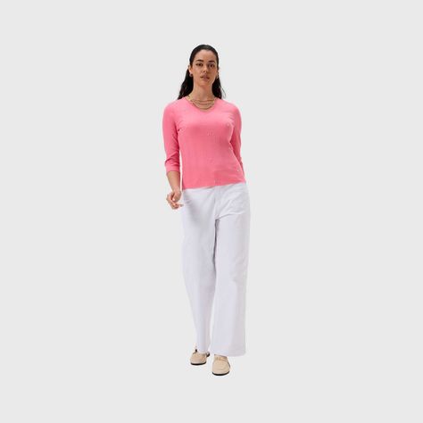Polera Mujer Rib Terminación Rosado Fashion's Park-3