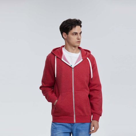 Polerón Hombre Básico Hoodie Burdeo Melange-0