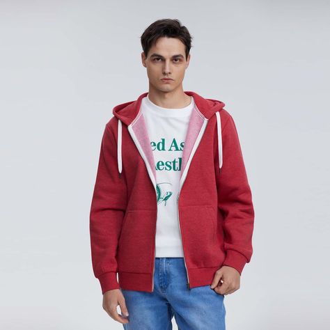 Polerón Hombre Básico Hoodie Burdeo Melange-1