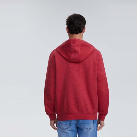 Polerón Hombre Básico Hoodie Burdeo Melange-2