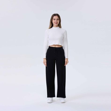 Pantalón Buzo Mujer Pierna Ancha Negro Fashion´s Park-3