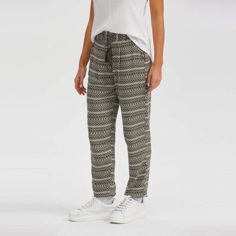 Pantalón Bombacho Puño Elástico Verde Mujer-1