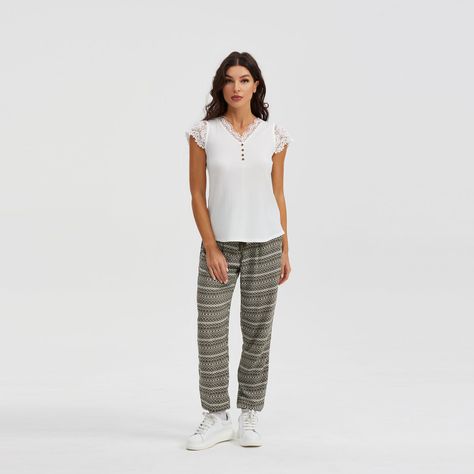 Pantalón Bombacho Puño Elástico Verde Mujer-3