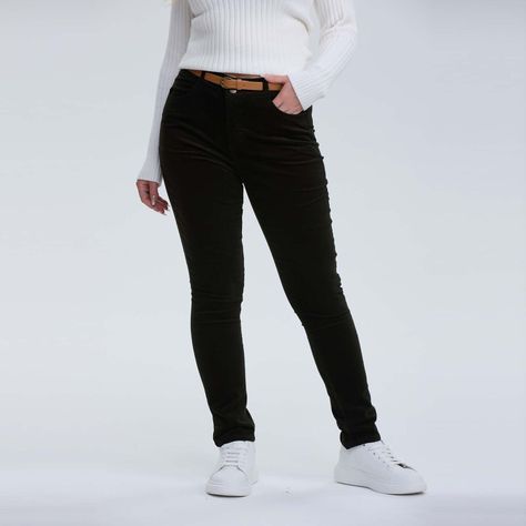 Pantalón Mujer Cotelé Con Cinturón Verde-0