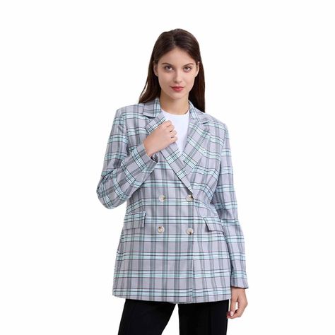 Blazer Mujer Cruzado Con Bolsillo Gris-0