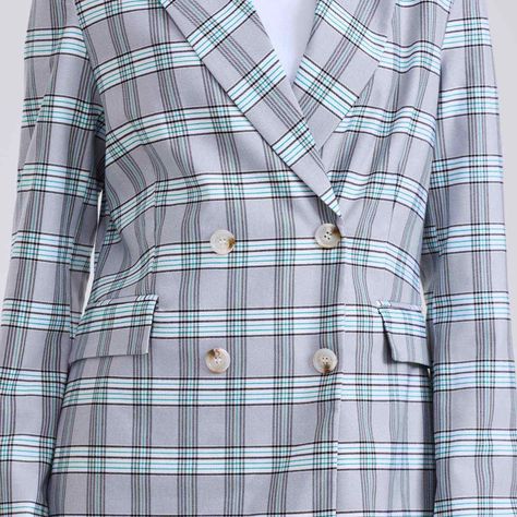 Blazer Mujer Cruzado Con Bolsillo Gris-3
