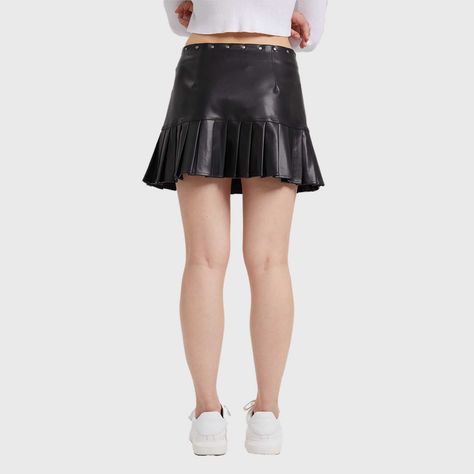 Falda Mujer Pu Vuelo Con Corte Negro-2