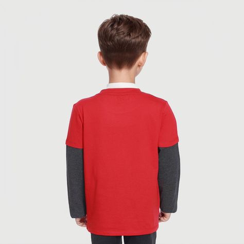 Polera Niño Doble Manga Básica Rojo-1