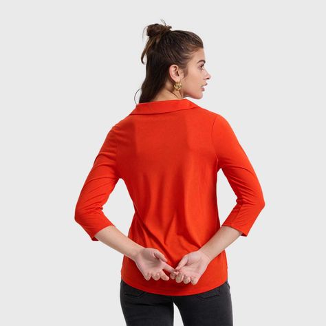Polera Mujer Botones Diagonal Naranjo Oscuro Fashion's Park-2