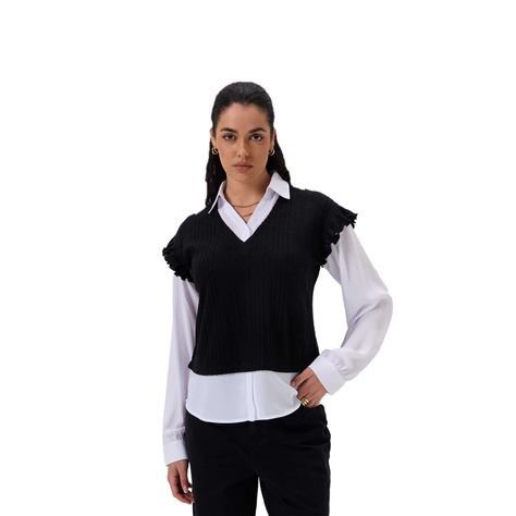 Sweater Mujer Vuelo Negro / Blanco Fashion's Park-0