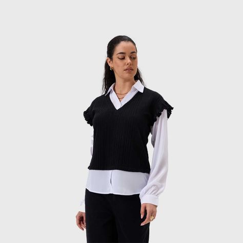 Sweater Mujer Vuelo Negro / Blanco Fashion's Park-1