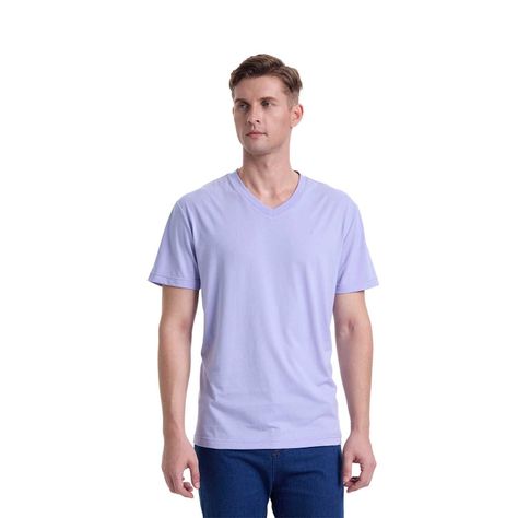 Polera Hombre Cuello V Básica Lila Melange Fashion's Park-0
