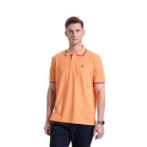 Polera Hombre Piqué Básica Lisa Naranjo Claro Fashions Park-0