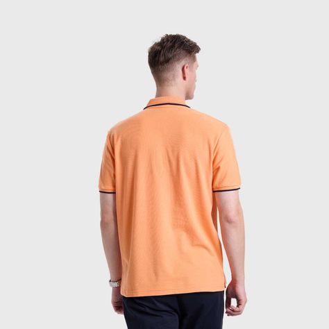Polera Hombre Piqué Básica Lisa Naranjo Claro Fashions Park-2