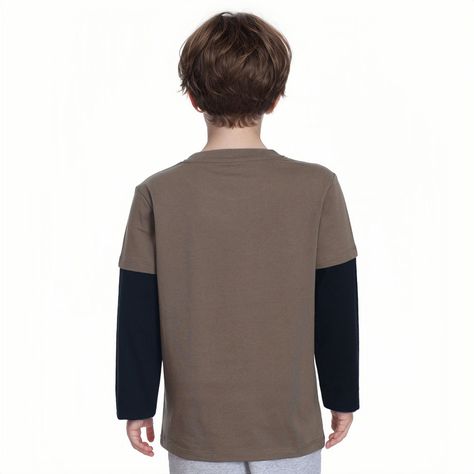 Polera Niño Doble Manga/Básica Verde Militar Fashion´s Park-1