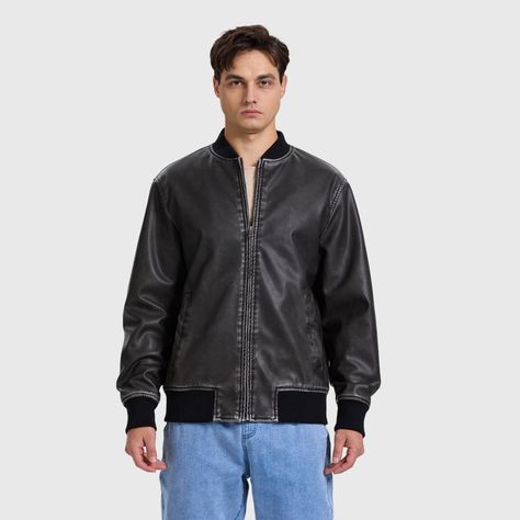 Chaqueta Hombre Bomber Negro-1