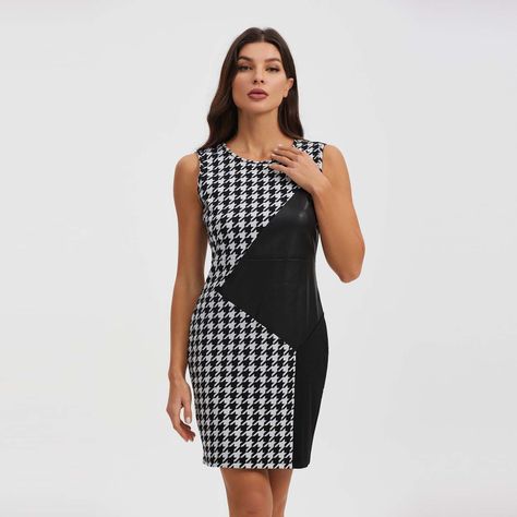 Vestido Pied Poule Negro Mujer-0